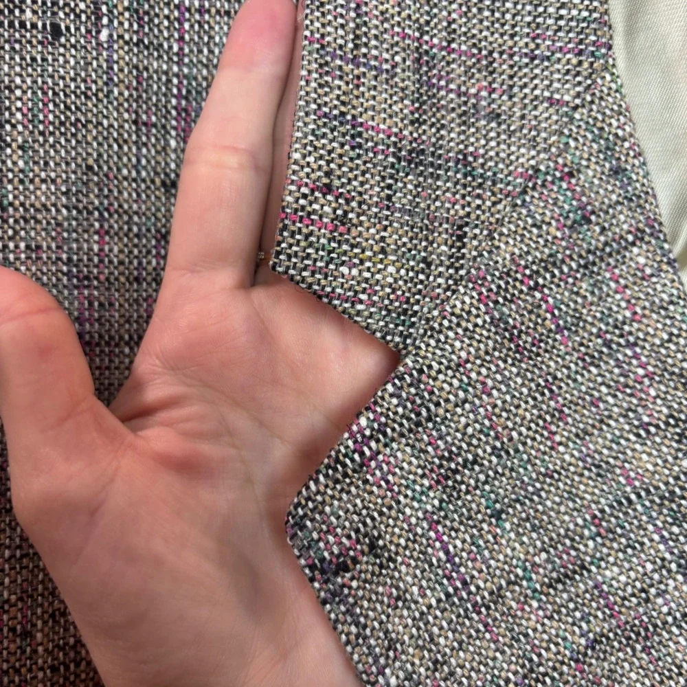 John Weitz Sport Coat Mens 44R Grey Multi 100% Silk Tweed Confetti Blazer Jacket